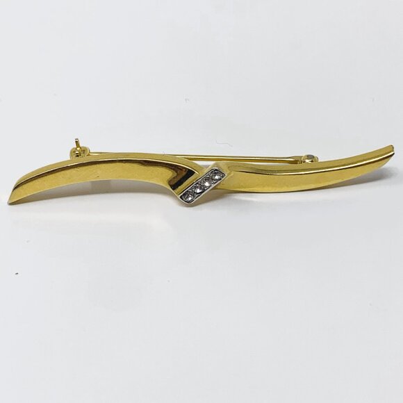 Crown Trifari Gold Tone Wave Brooch - Picture 4 of 7